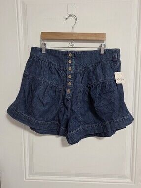 NWT - Free People We The Free Women's Fleur Denim Shorts - Size L